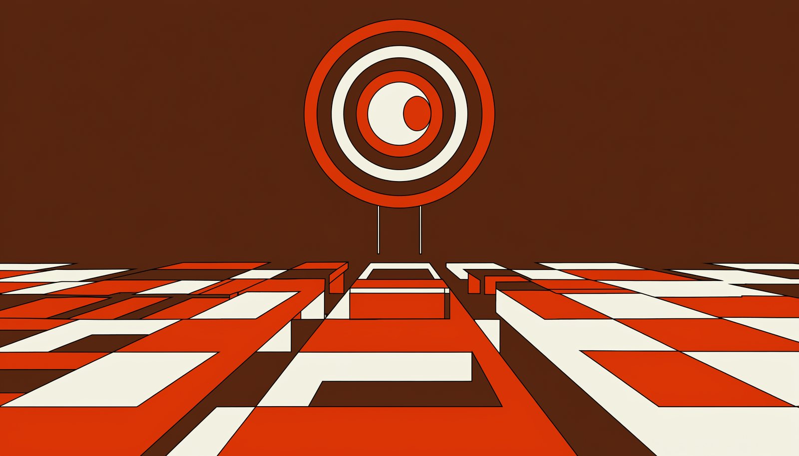 Abstract Art | News Evaluation An abstract graphic with a target and checkered floor illustrates the importance of media literacy.
